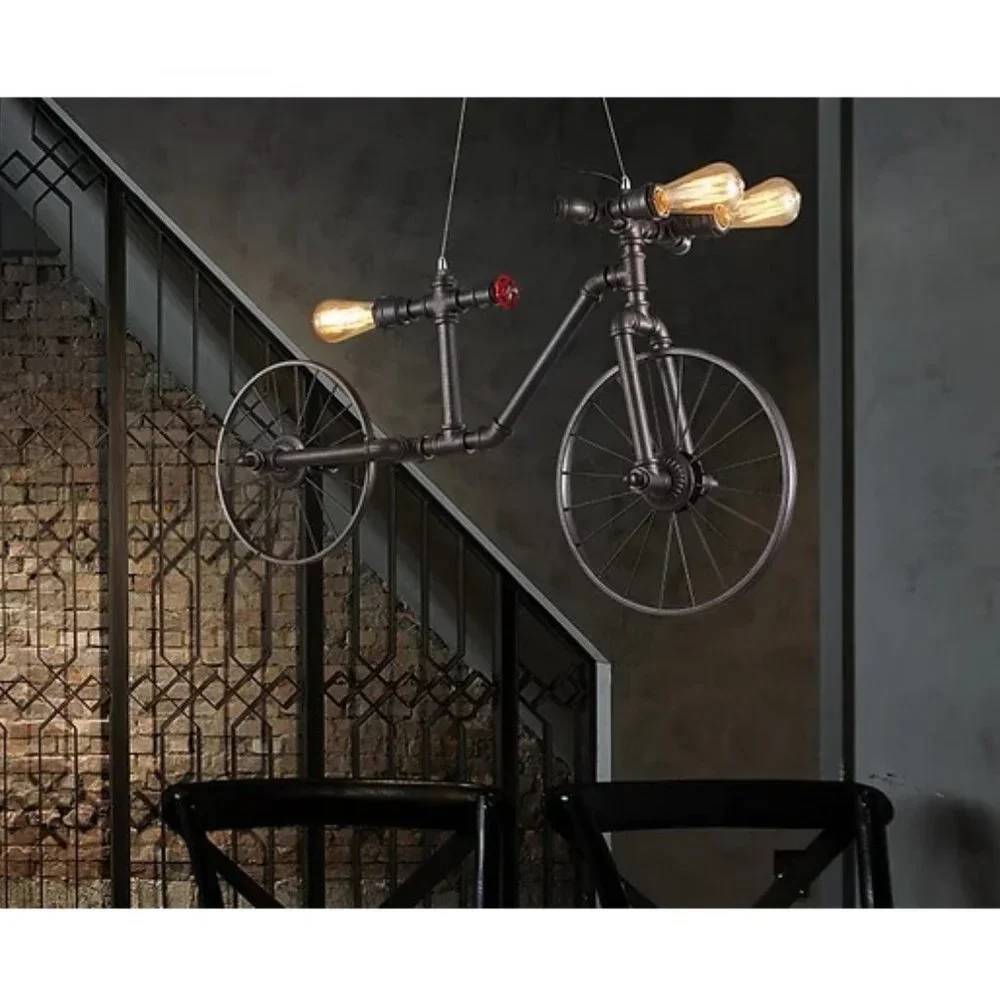 Hanging Bicycle Chandelier / Wall Light Rustic Decor & Industrial Art